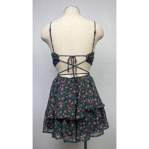 Floral Romper Shorts Womens Size XS Mahina Hawaii Floral Print Chiffon Backless - Picture 4 of 12